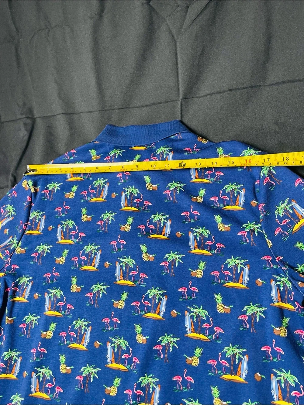 Ralph Lauren Navy Polo with Tropical Flamingo & Pineapple Print
